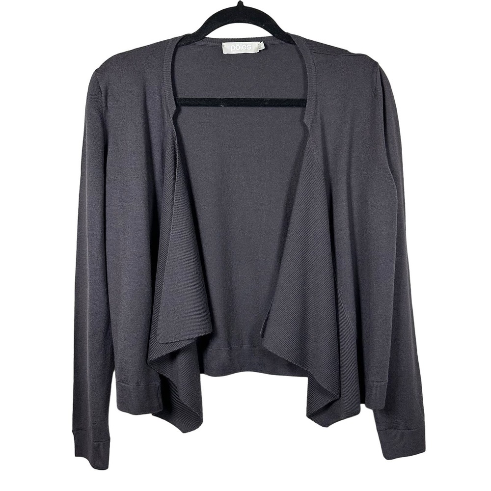Poles Medium 100% Merino Wool Black Open Drape Cardigan Sweater